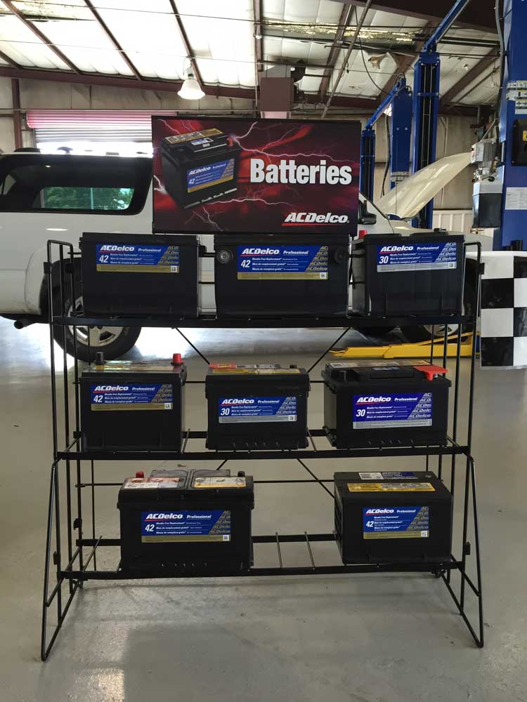 Car batteries at our auto repair shop