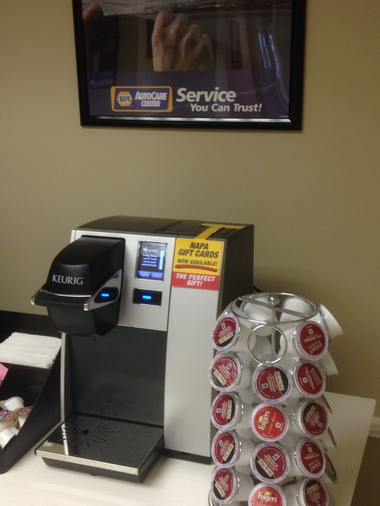 Coffee machine at our auto repair shop