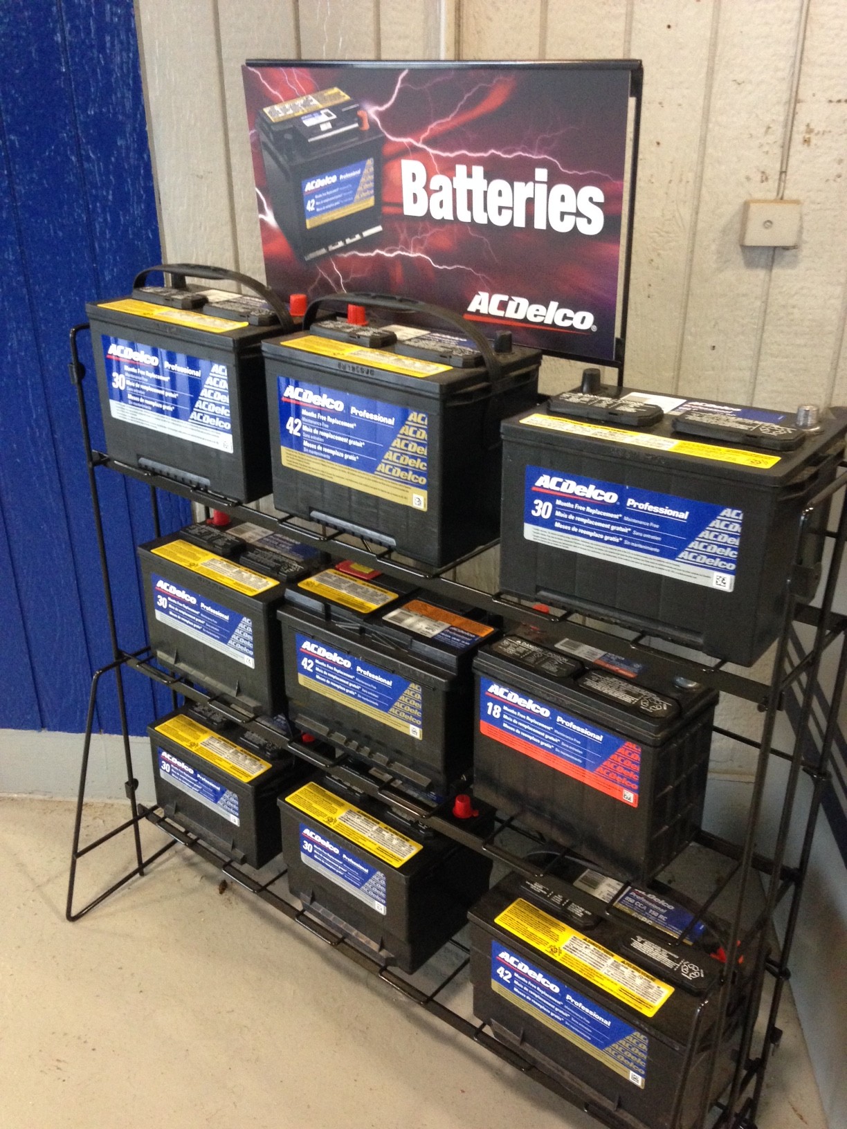 Car batteries at our vehicle repair shop